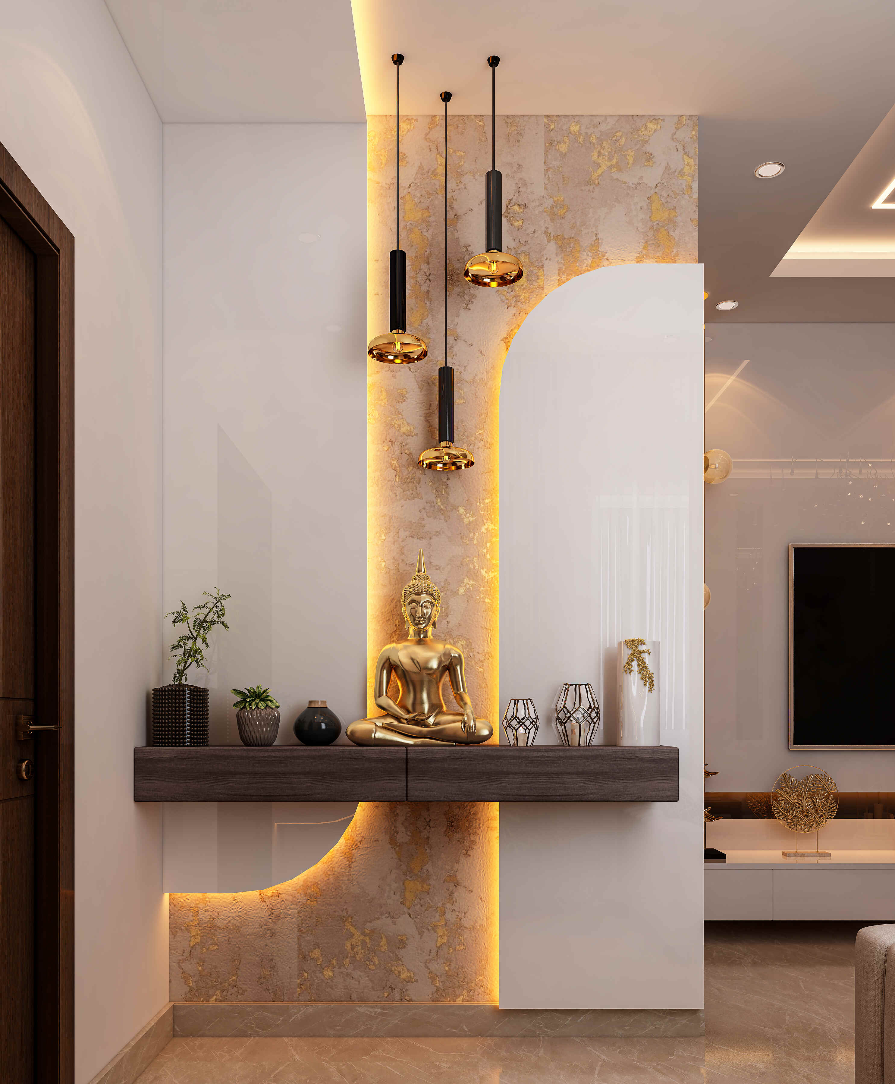 Elegant Foyer with Buddha Statue