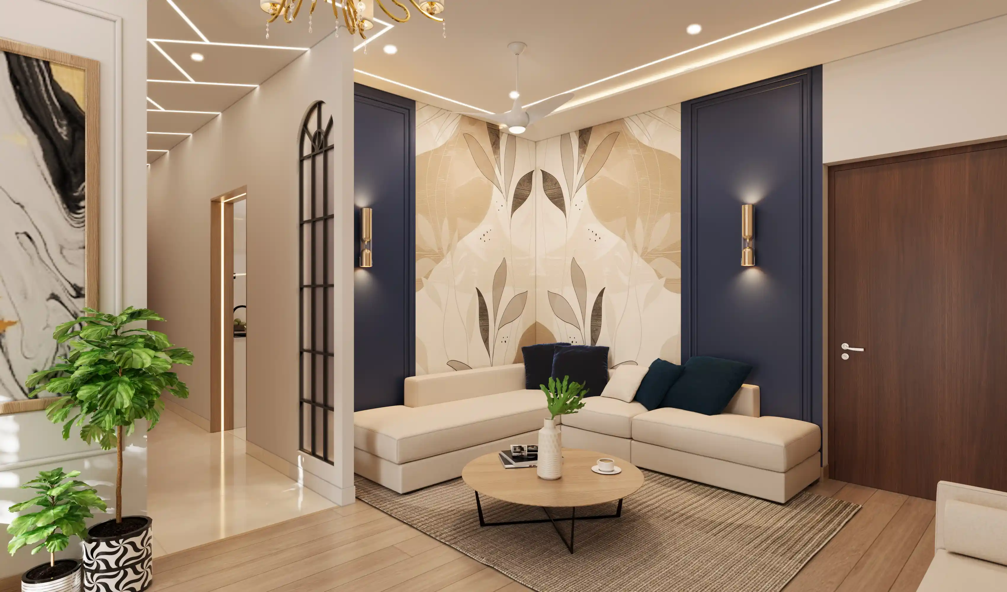 Living Room with Botanical Accent