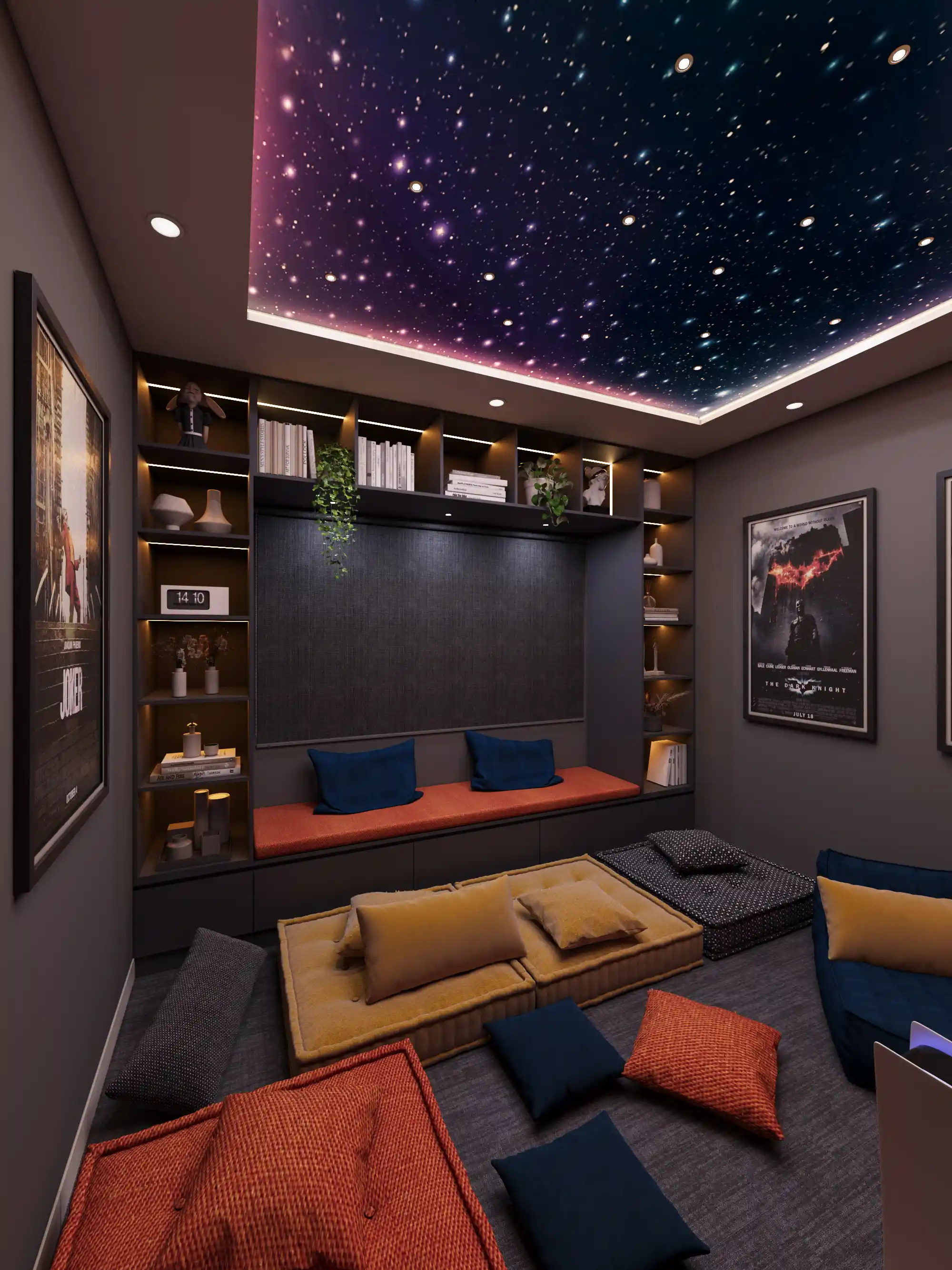 Media Room with Built-in Storage