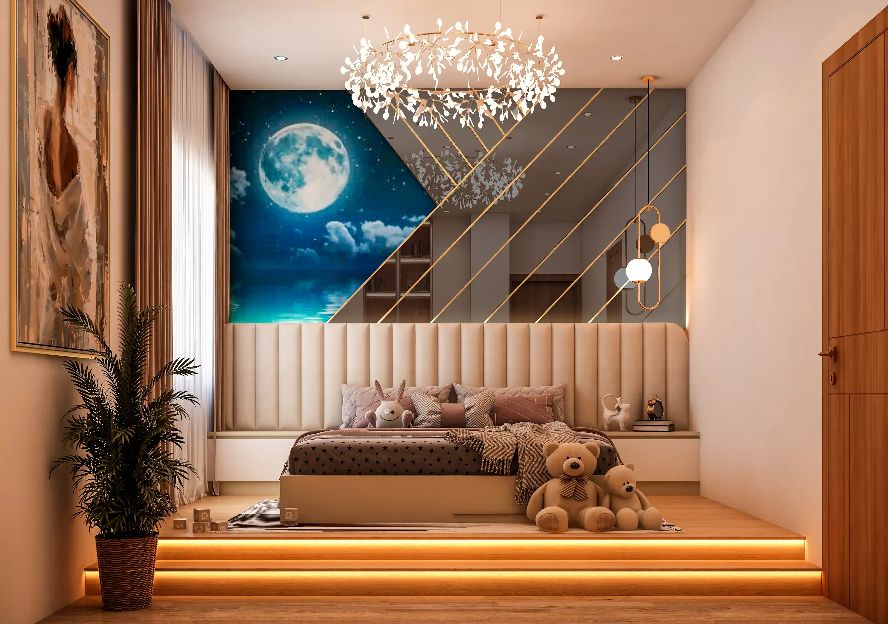 Children's Bedroom with Sky Mural